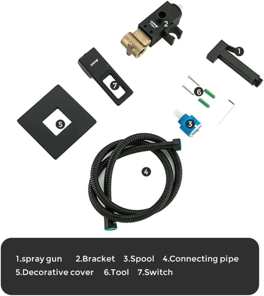 Bidet Toilet Faucet, Solid Brass Bidet Faucet Muslim Ducha Hygienic Shower, Matte Black Hot and Cold Water Mixer Tap