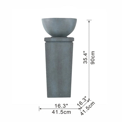 CoSoTower 35.5" Polyresin Gray Zen Bowl Water Fountain, Outdoor Bird Feeder/Bath Fountains, Relaxing Water Feature for Garden Lawn Backyard Porch