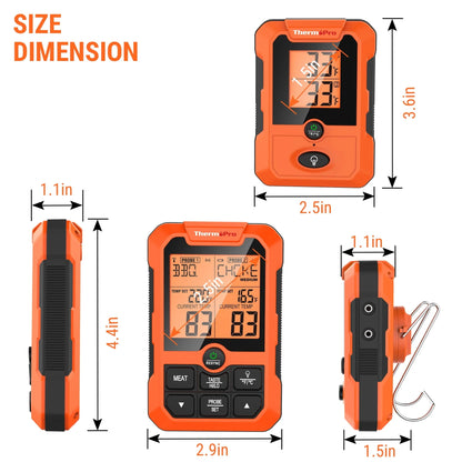 ThermoPro TP810W Wireless Meat Thermometer of 500FT, Dual Probe Meat Thermometer for Smoker Oven, Grill Thermometer with Dual Probes, Smart Rechargeable BBQ Thermometer for Cooking Turkey Fish Beef