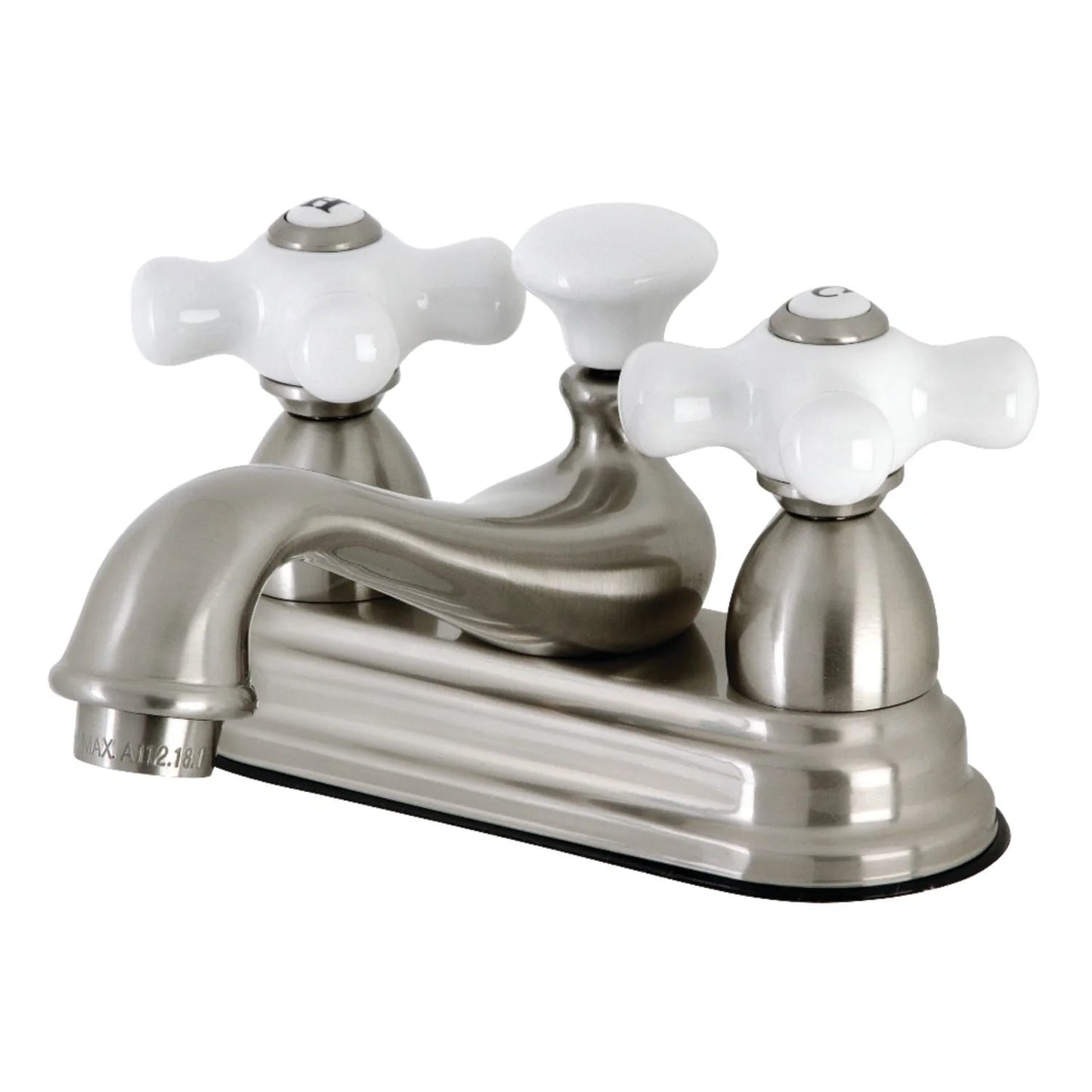 Kingston Brass Restoration Two-Handle 3-Hole Deck Mount 4 in. Centerset Bathroom Faucet Matte Black Matte