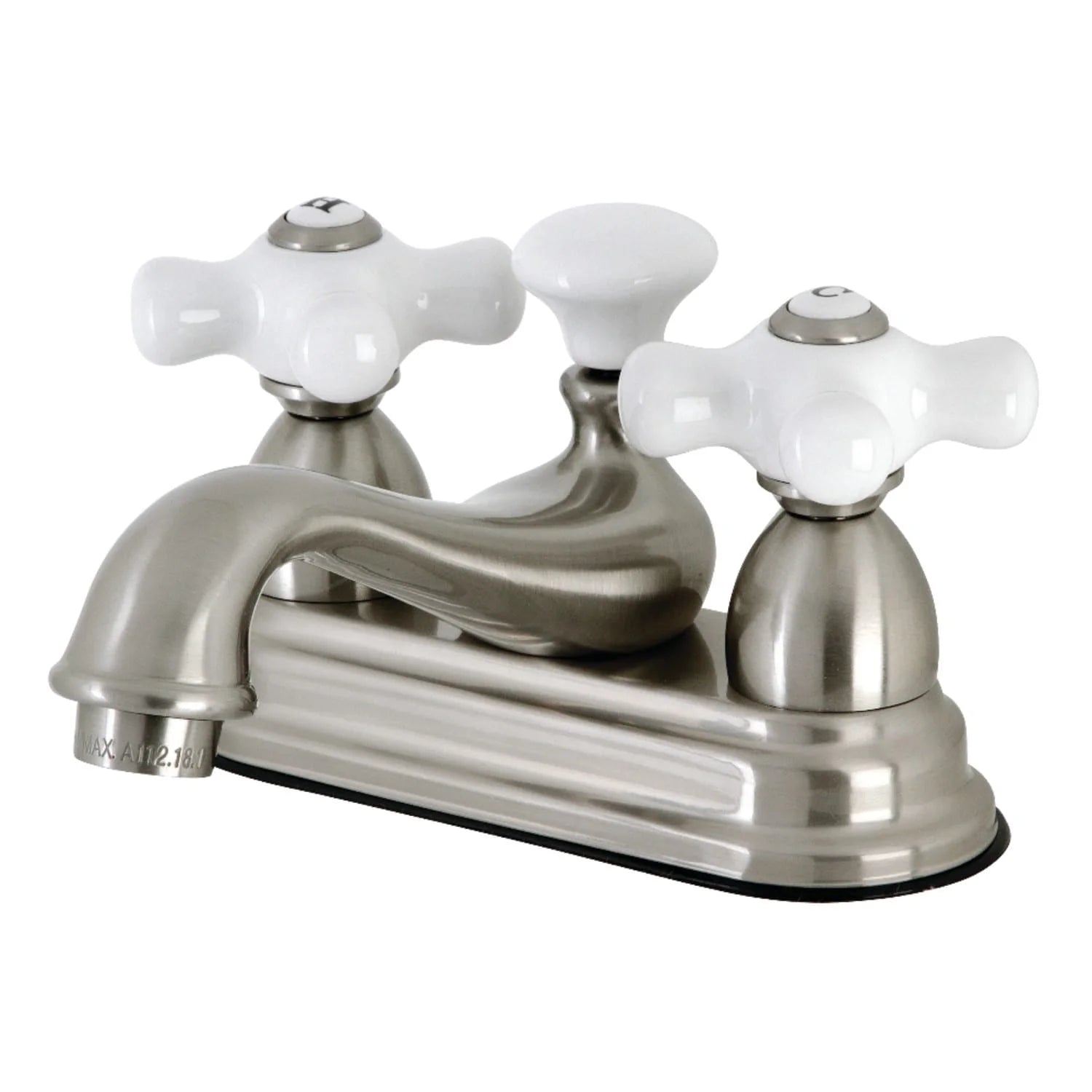 Kingston Brass Restoration Two-Handle 3-Hole Deck Mount 4 in. Centerset Bathroom Faucet Matte Black Matte