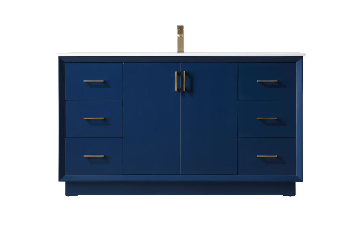 Elegant Kitchen and Bath 60 Inch Single Bathroom Vanity In Blue