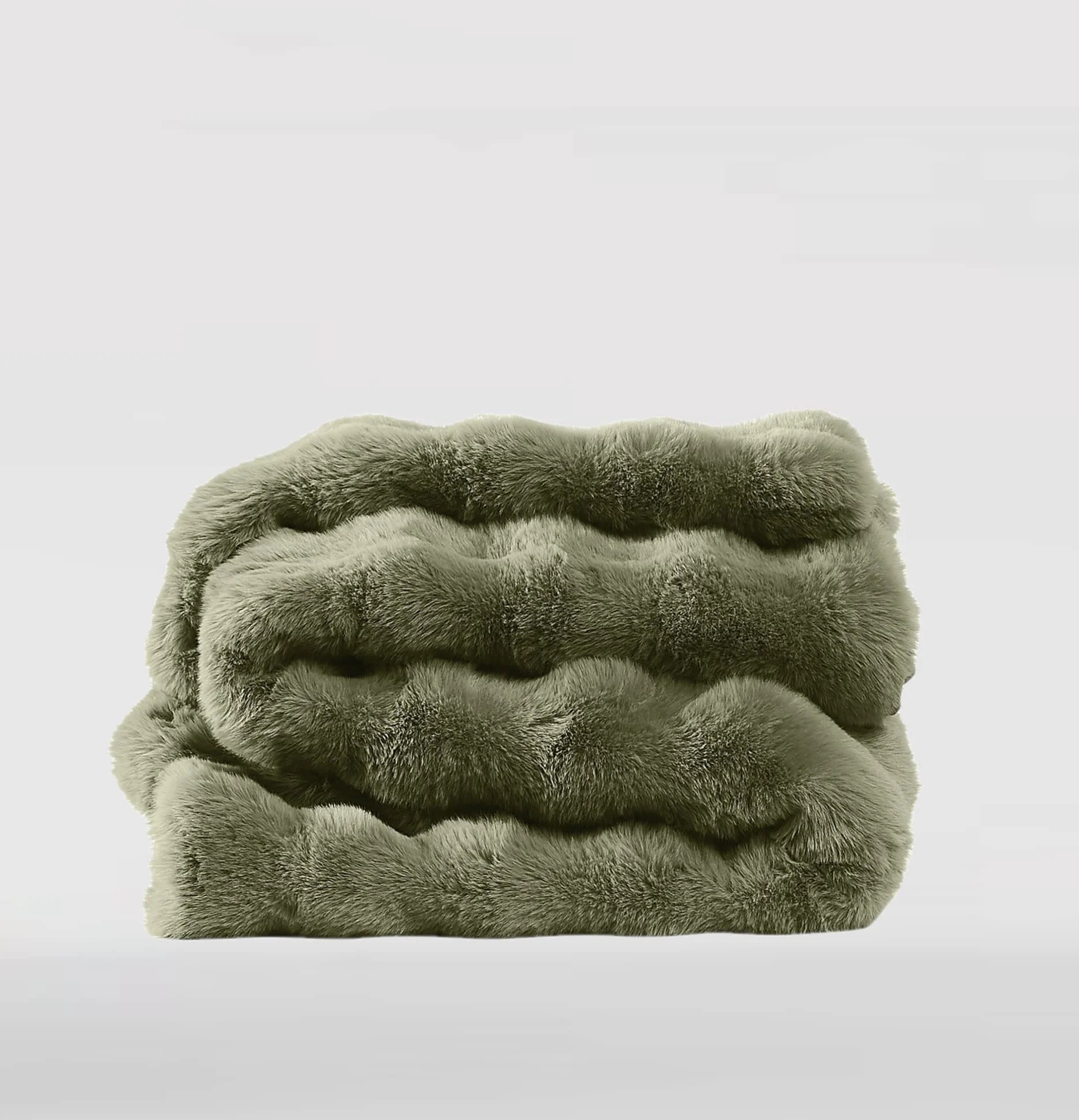 Brooklyn Loom Bubble Faux Fur 100% Microfiber Polyester Twin XL Blanket in Green, All Season, Adult Size, OEKO-TEX Certified
