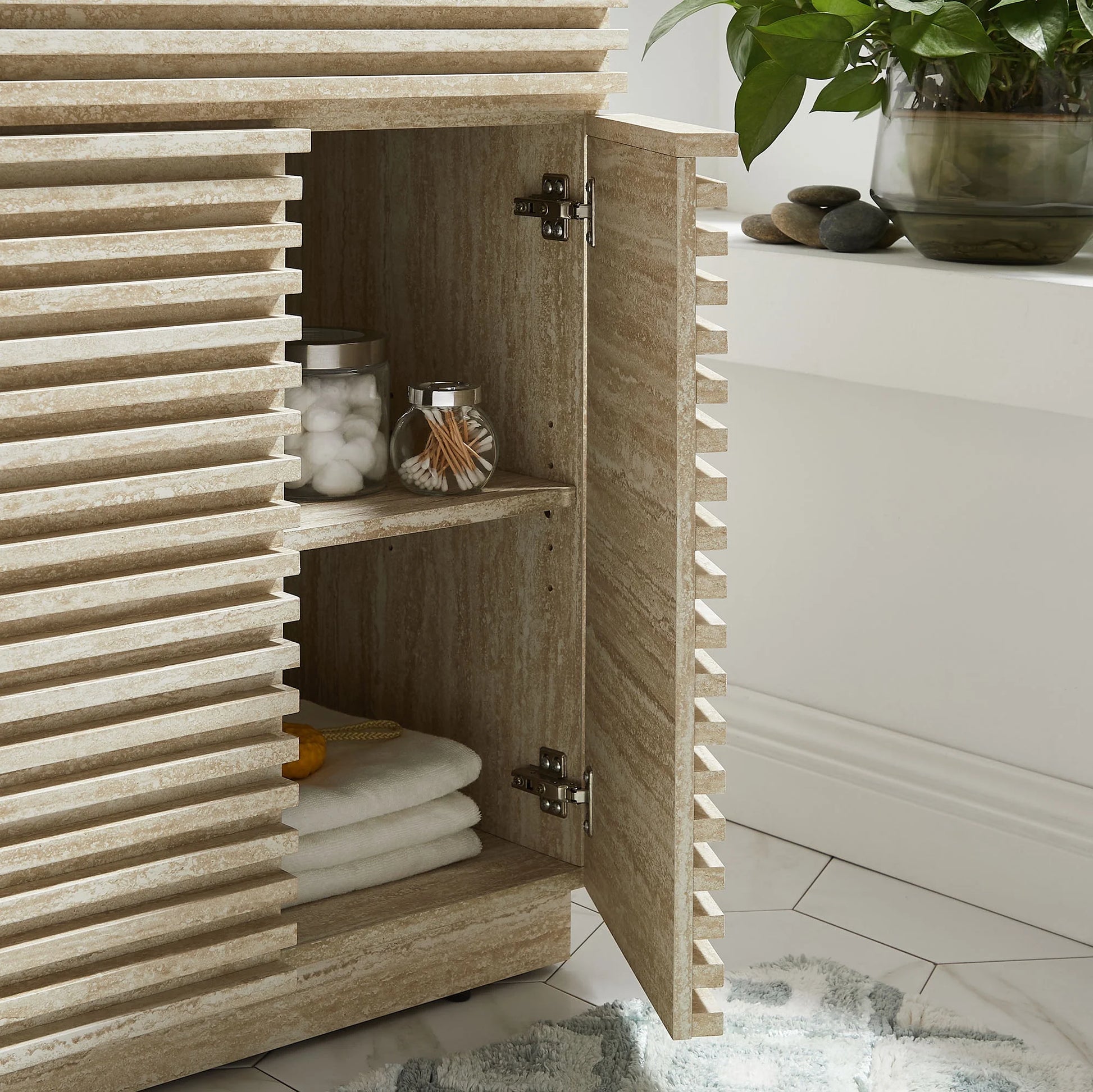 Modway Render 24" Faux Travertine Bathroom Vanity Cabinet (Sink Not Included) in Travertine