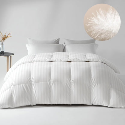 Down Feather Comforter King Size - High Fill Power All Season Duvet Insert, Luxurious Hotel Medium Warmth Bedding Comforter (106”x90°?