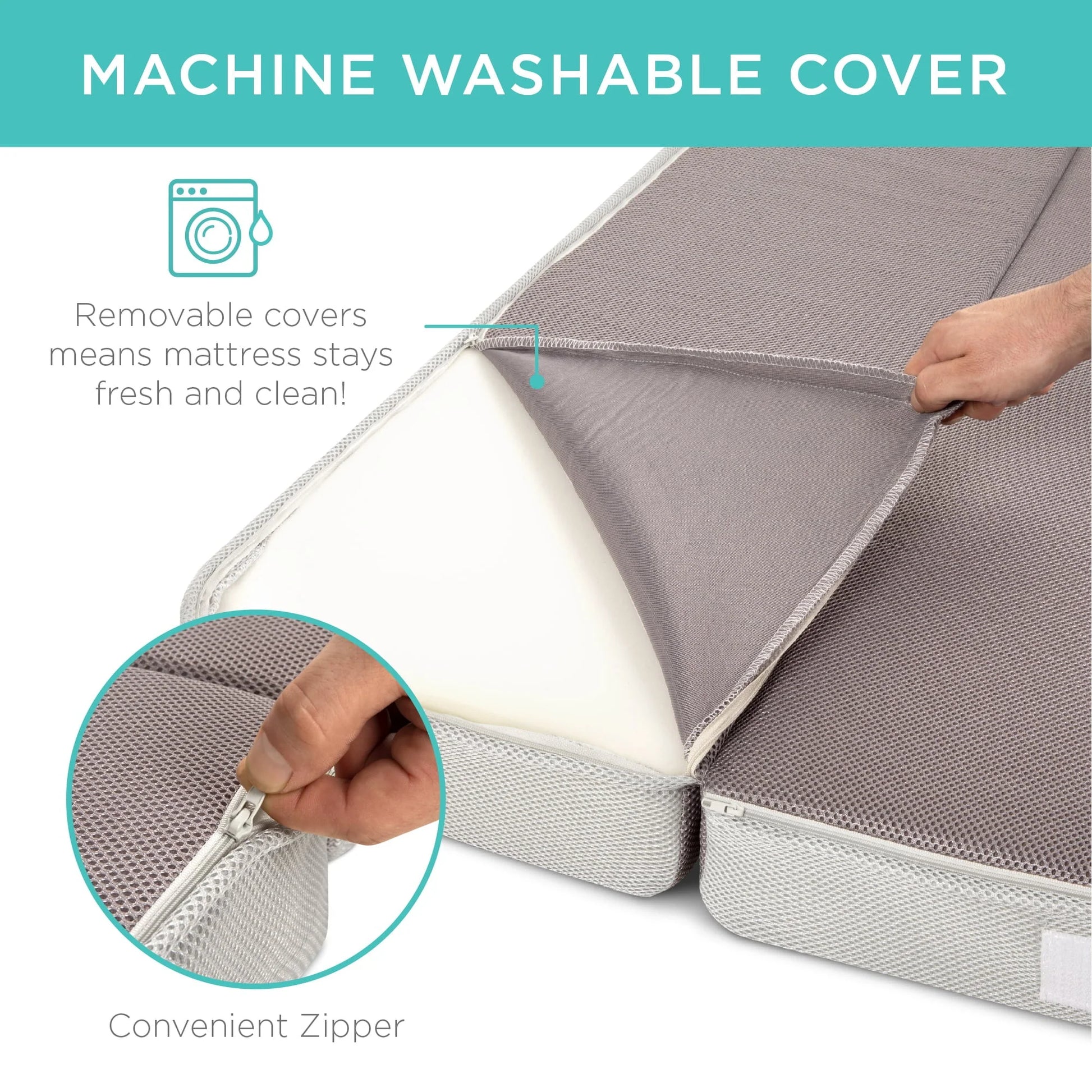 Choice Products 4in Thick Folding Portable Queen Mattress Topper w/Carry Case, Plush Foam, Washable Cover