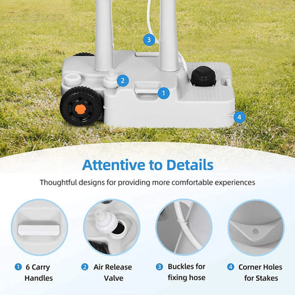 Portable Camping Sink with Rolling Wheels, Hand Washing Station with 30 L Water Capacity, Soap Dispenser, Towel Holder, Ideal for Outdoor