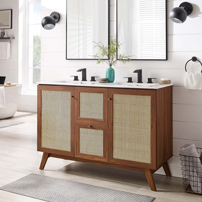 Modway Soma 48°?Double Sink Bathroom Vanity in Oak White