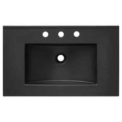 Modway EEI-5070-BLK Black Ceramic Construction 30" Rectangular Bathroom Sink