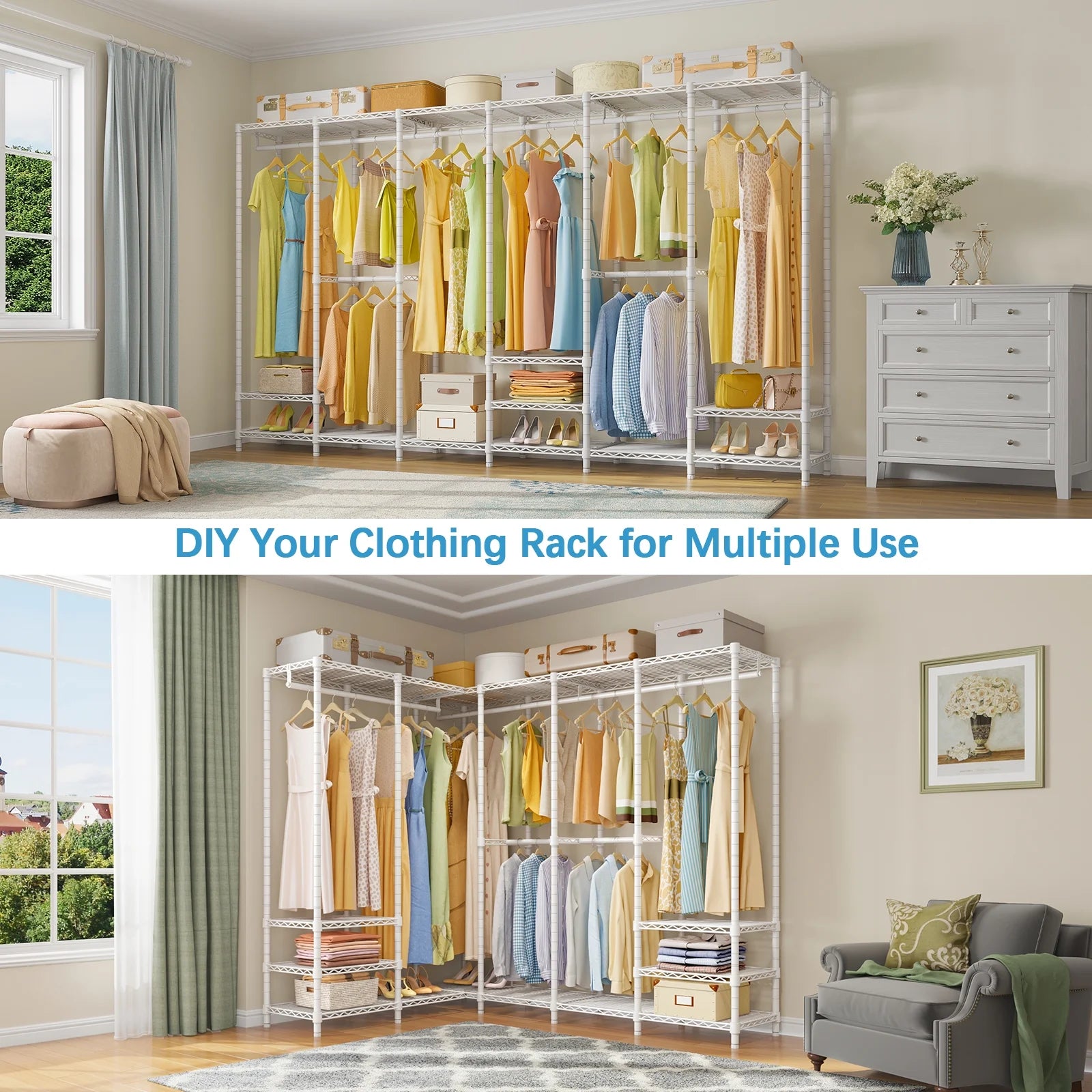 VIPEK V60 Extra Large Portable Closet Rack Heavy Duty Clothing Rack for Hanging Clothes Freestanding Wardrobe Closet, Metal Closet for Bedroom Storage Organizer, Load 1620lbs, Black