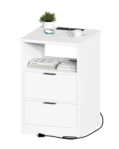 MIRROTOWEL Nightstand, 2 Drawers,with Drawer and Storage Shelf, Bedside Table End Table, Modern Night Stand for Bedroom, Home Office,Black