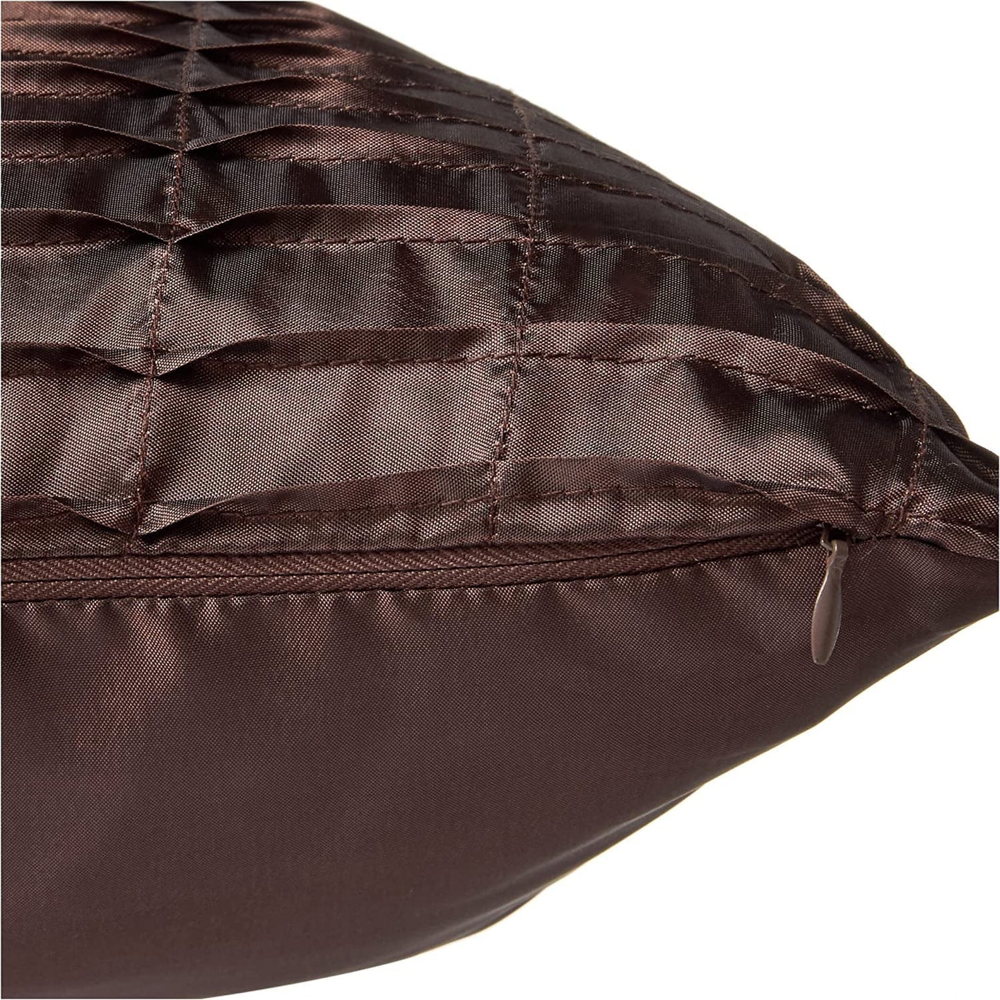 Violet Linen Silky Pleated Satin Pattern, Faux Silk Polyester Fabric, Brown , 17 Inch x 17 Inch, Square, Decorative Accent Throw Pillow
