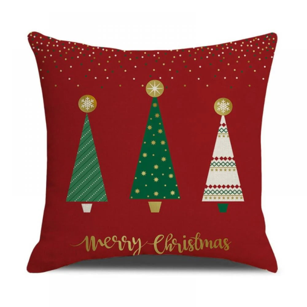 Christmas Pillow Covers 18x18 Set of 4, Red Pillow Covers Winter Rustic Linen Christmas Throw Pillows, Outdoor Decorative Farmhouse Holiday Pillow Cases for Home Sofa Couch Christmas Decorations