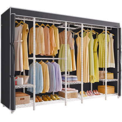 VIPEK V50 Extra Large Portable Closet Rack Bedroom Armoire Freestanding Wardrobe Closet, Heavy Duty Clothes Rack Multi-Functional Metal Clothing Rack for Hanging Clothes, Max Load 1300lbs, Black