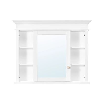 FORCLOVER 40"x 32" Bathroom Medicine Cabinet with 3 Adjustable Shelves, Recessed Mount Wooden Medicine Cabinet Storage with Mirrors and Soft-Close Door, White