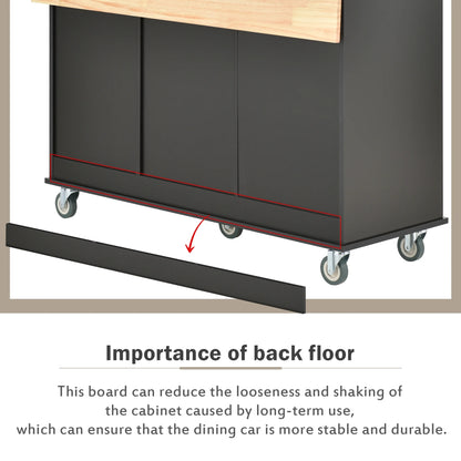 52.7" Width Rolling Mobile Kitchen Island with Solid Wood Top and Locking Wheels, Moveable Kitchen Island Cart with Storage Cabinet, Drop Leaf Breakfast Bar, Spice Rack, Towel Rack, Drawer