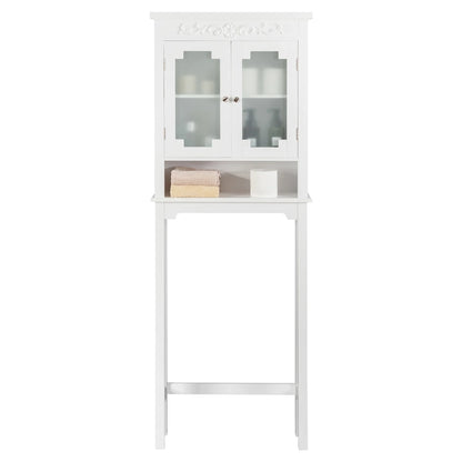 Costway Over The Toilet Bathroom Space Saver Carved Top Toilet Rack w/Adjustable Shelf
