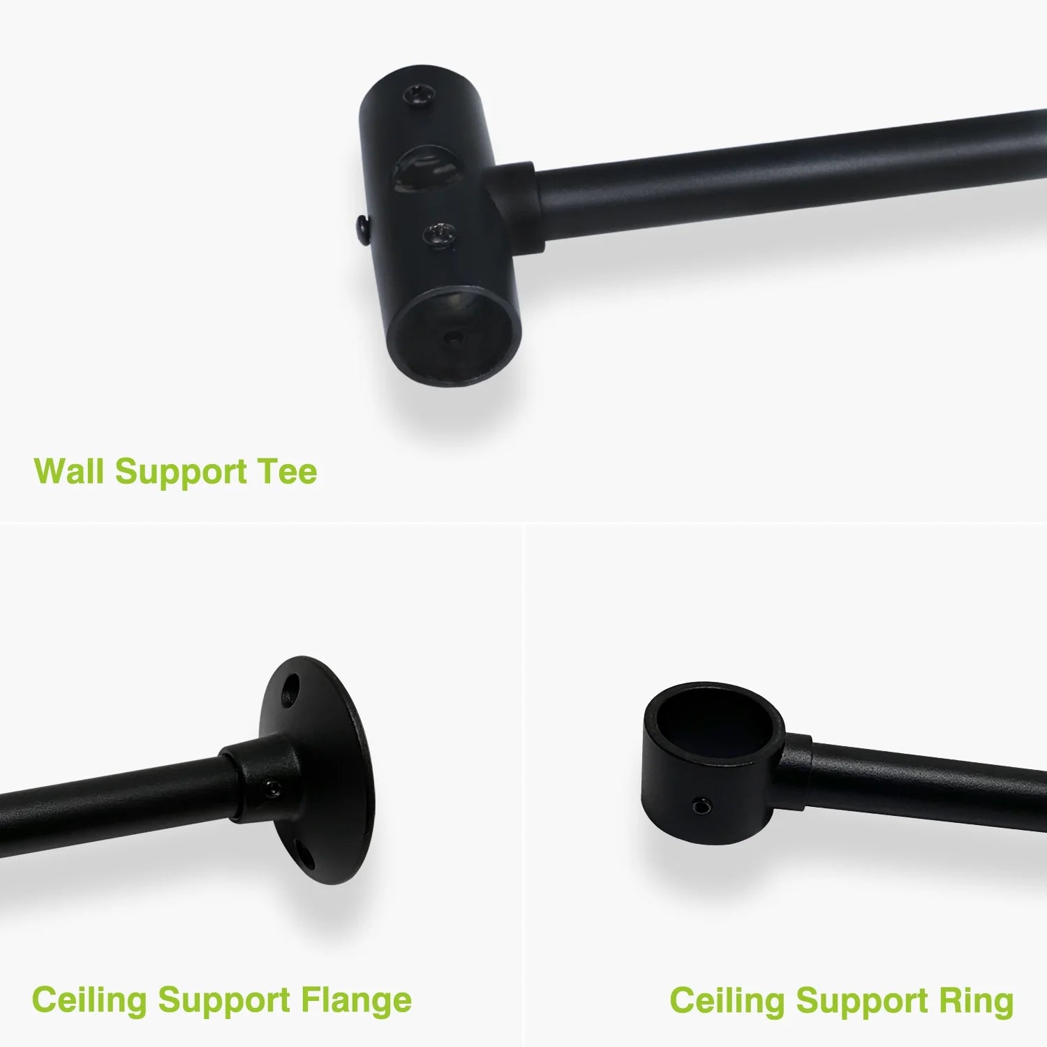 Naiture Hoop Square Shower Curtain Rod with Ceiling Support for Clawfoot Tub, 36" L X 36" W Never Rust Stainless Steel, Black Finish