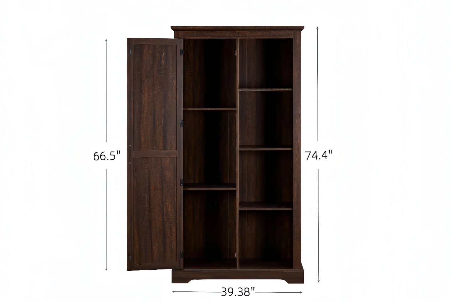 Kselythan 74" Tall Storage Cabinet, Large Kitchen Pantry with Barn Door and Opening Shelves, Freestanding Cabinet for Kitchen Bathroom Living Room