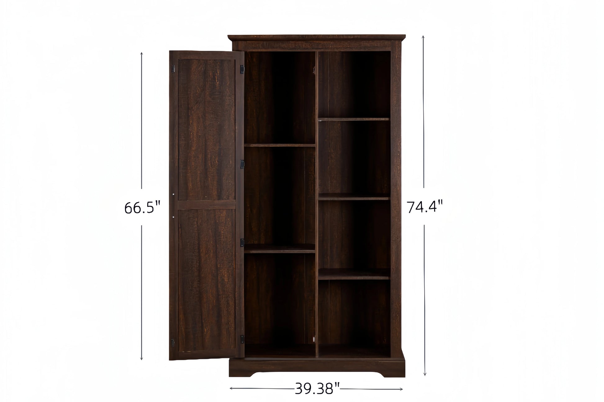 Kselythan 74" Tall Storage Cabinet, Large Kitchen Pantry with Barn Door and Opening Shelves, Freestanding Cabinet for Kitchen Bathroom Living Room