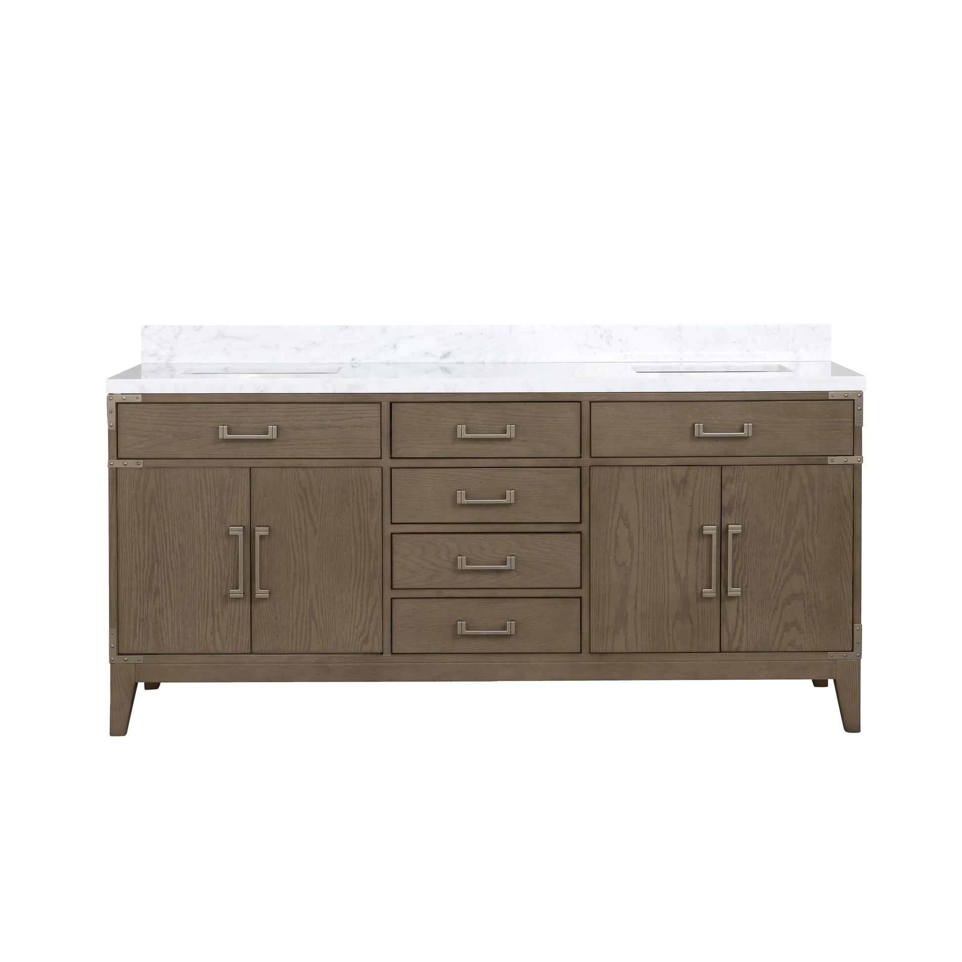Laurel 60 in W x 22 in D White Oak Double Bath Vanity and Carrara Marble Top