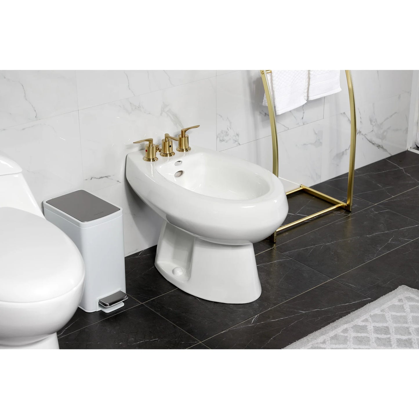 Kingston Brass KB6327SVL Serena Three-Handle Bidet Faucet with Brass Pop-Up, Brushed Brass