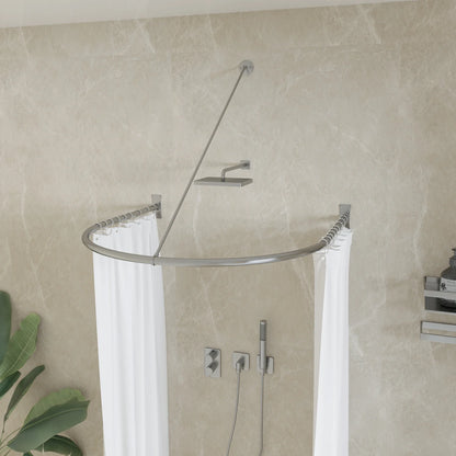 Naiture Half-Oval Stainless Steel Shower Curtain Rod with Swivel Ceiling Support in 36" L X 36" W, Brushed Nickel Finish