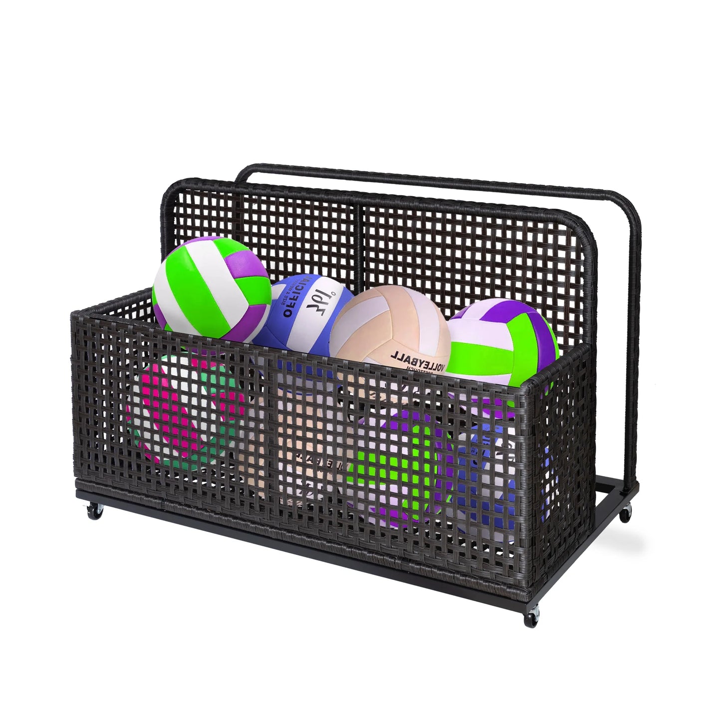 Kselythan Rolling Poolside Float Storage Outdoor Storage Box Patio Poolside Float Storage Basket PE Rattan Pool Towel Rack for Floaties, With Rolling Wheels For Floaties Patio Pool