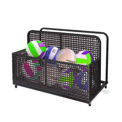 Kselythan Rolling Poolside Float Storage Outdoor Storage Box Patio Poolside Float Storage Basket PE Rattan Pool Towel Rack for Floaties, With Rolling Wheels For Floaties Patio Pool