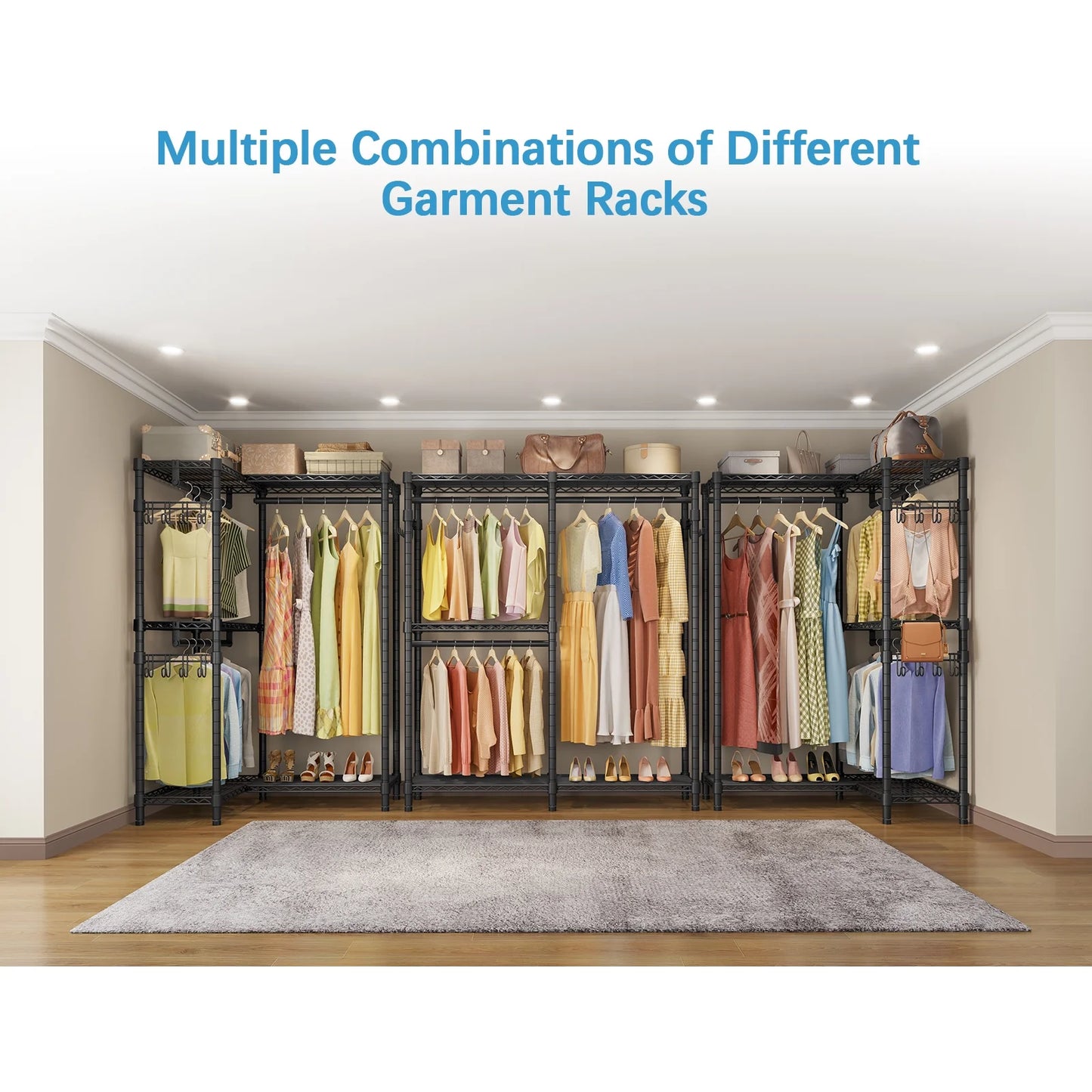 VIPEK V4 Garment Rack Bedroom Armoires Compact Freestanding Closet Storage Organizer, Portable Wardrobe Closet Heavy Duty Clothes Rack Metal Clothing Rack, Black