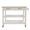 Visentor Kitchen Island Cart with Lockable Wheels, 3 Tier Rolling Utility Kitchen Storage Carts Table with 2 Drawers, 2 Shelves & Towel Rack, 45 Inch, Natural