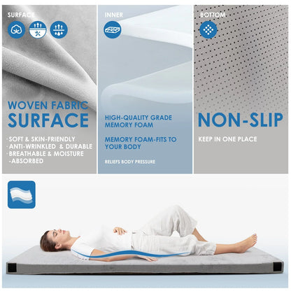 KingChii CertiPUR-US 3" Thick Memory Foam Camping Mattress, Sleeping Bed for Kids Adults, Portable Roll Up Sleeping Mats with Removable Waterproof Mattress Topper Travel Bag