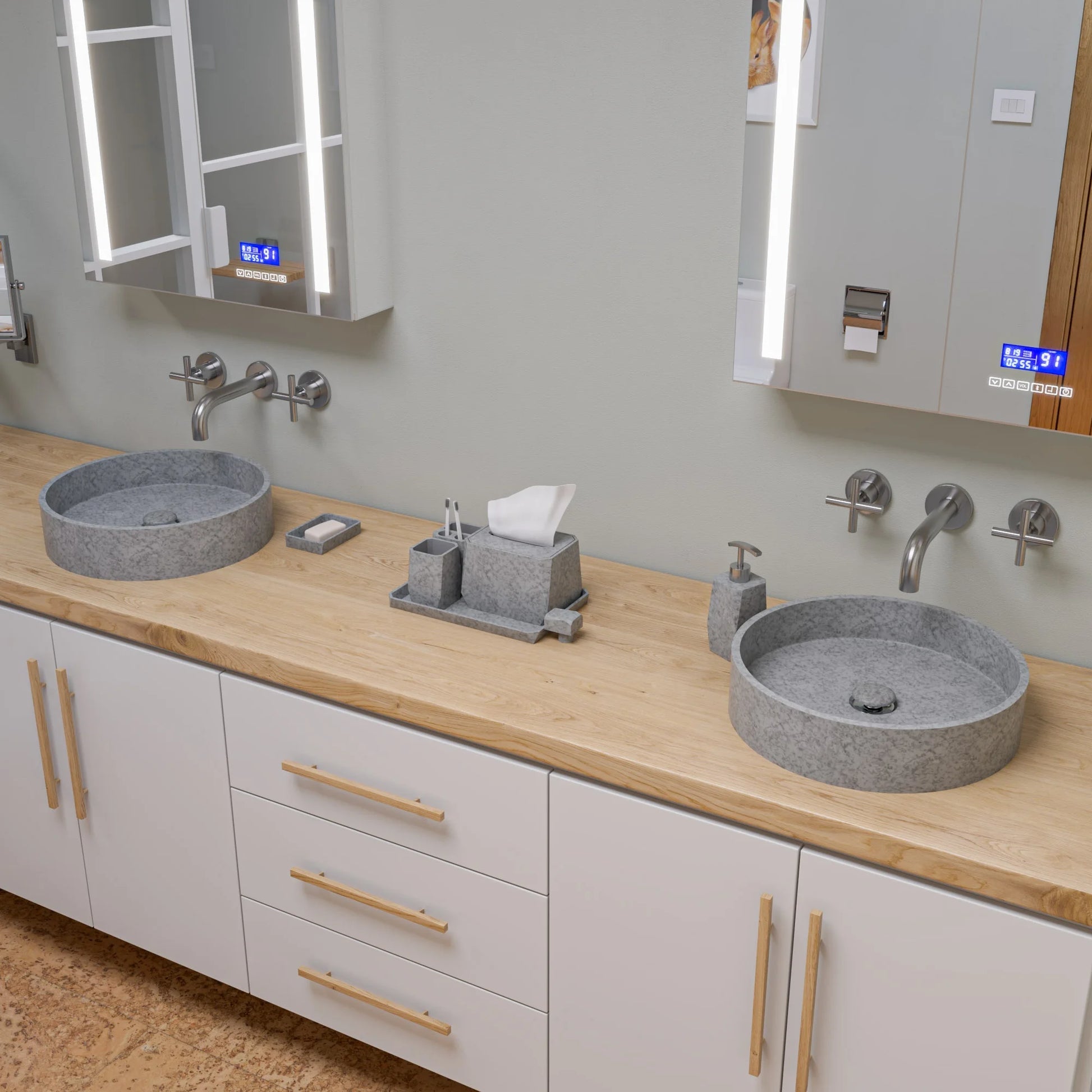 ALFI brand ABCO1023 7 Piece Solid Concrete Gray Matte Bathroom Accessory Set