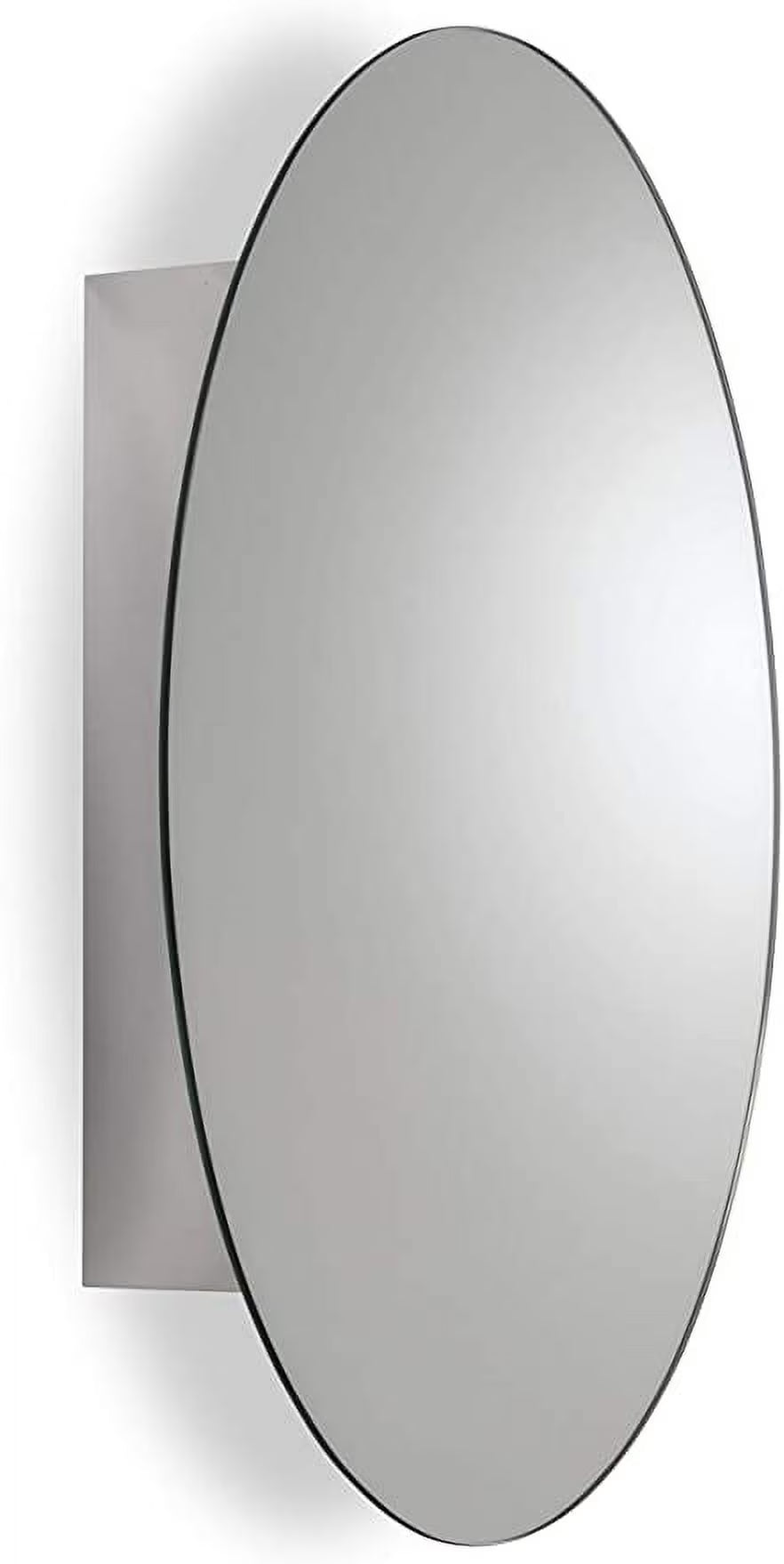 Croydex Tay Oval Stainless Steel Mirror Cabinet, Bathroom Medicine Cabinet (18x26in)