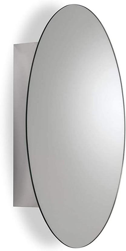 Croydex Tay Oval Stainless Steel Mirror Cabinet, Bathroom Medicine Cabinet (18x26in)