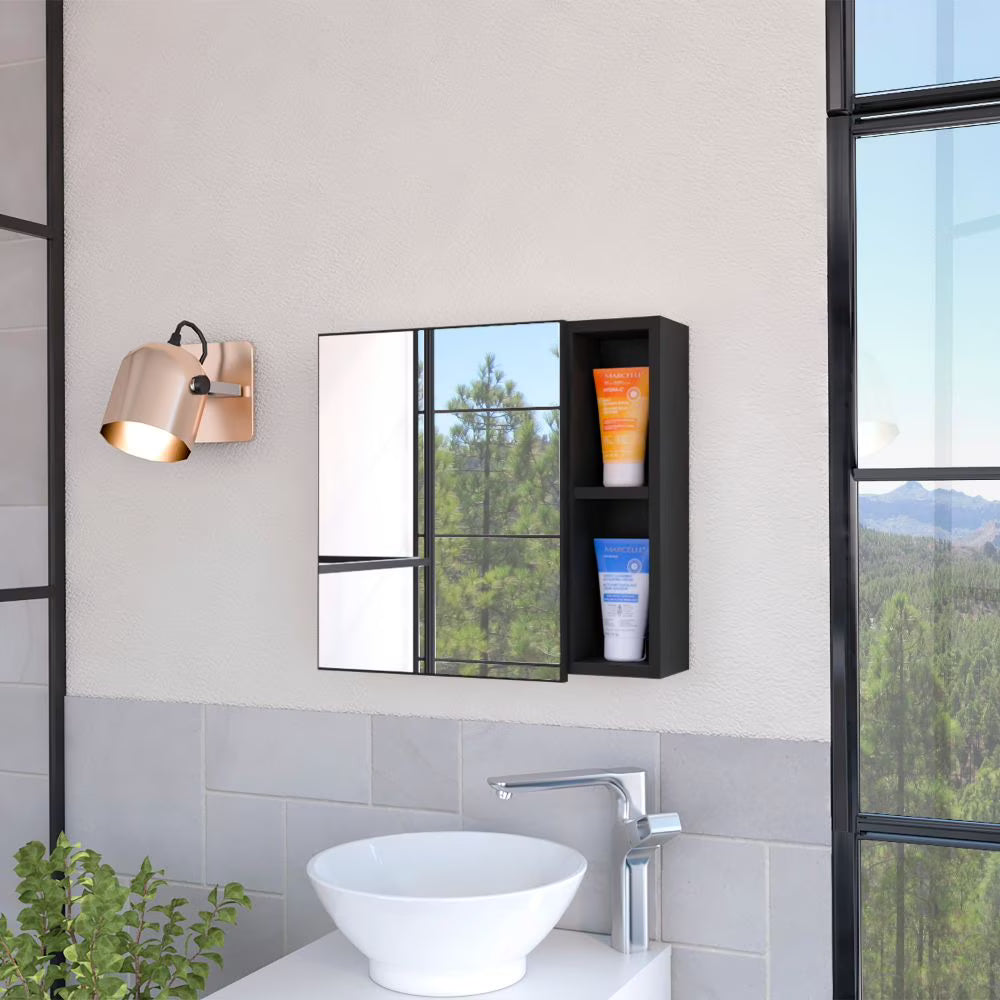 Carrizo Medicine Cabinet In Melamine with One Door,White,White Melamine Bath Faucets Bathroom Storage