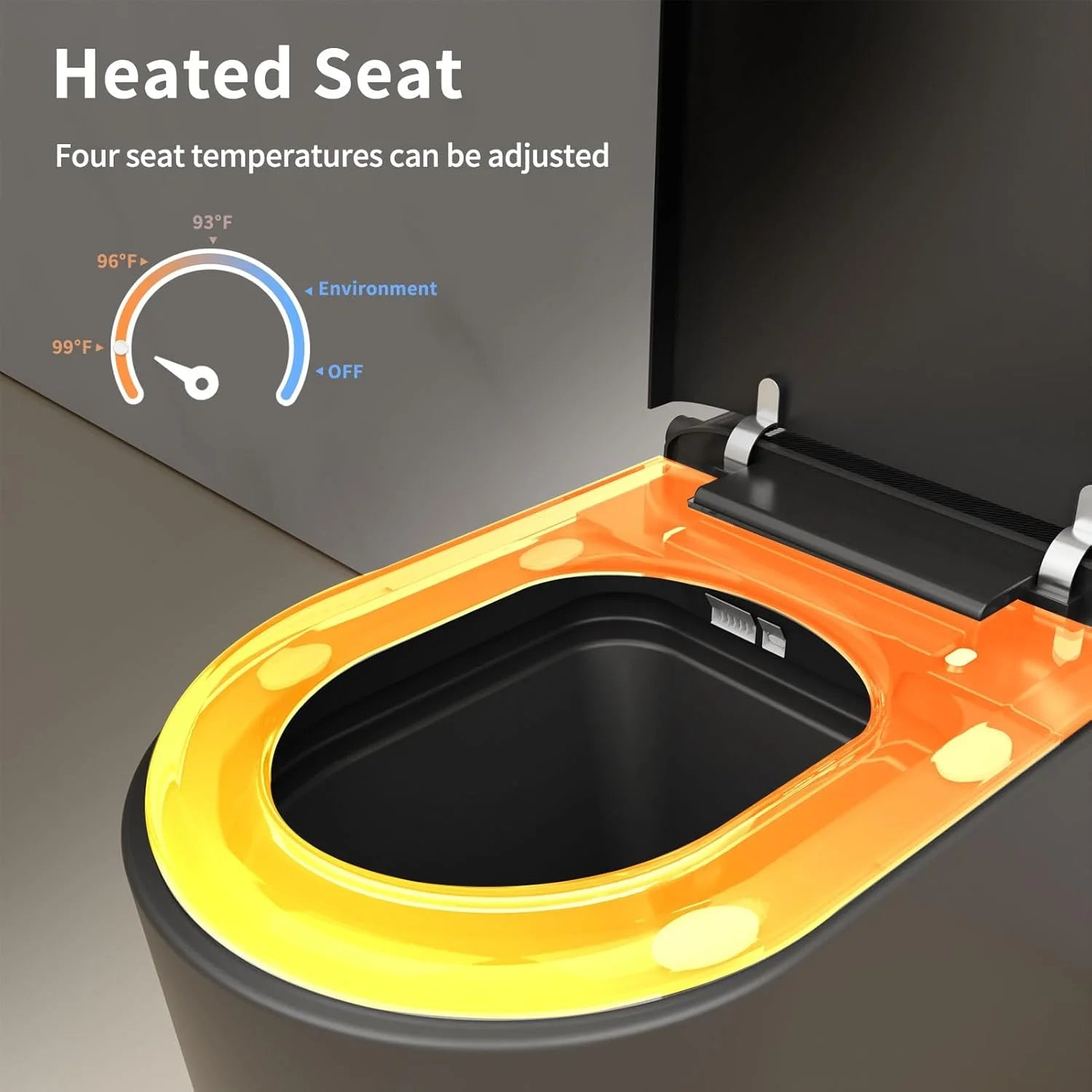 LALAHOO Smart Toilet with Bidet Built in, Auto Open & Close, Elongated Heated seat, Foot Sensor Flush, LED Display, Warm Water Wash, Dryer, Night Light, Black