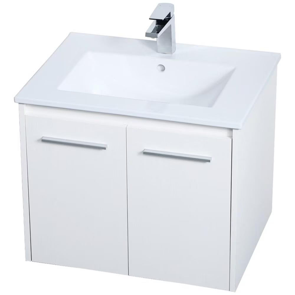 24 inch Single Bathroom Floating Vanity in Walnut Brown