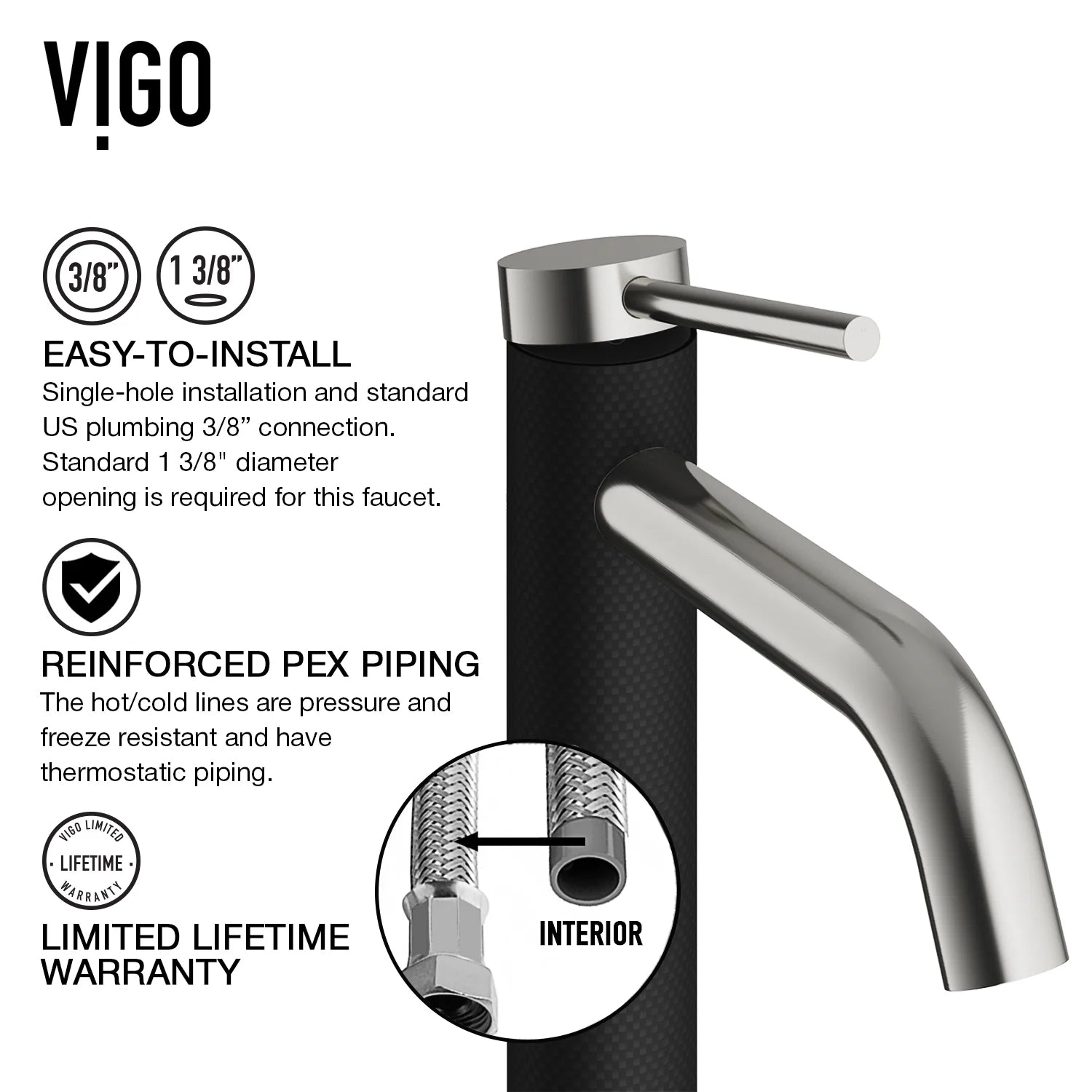VIGO Lexington Single Handle Single-Hole Bathroom Vessel Faucet in Brushed Nickel