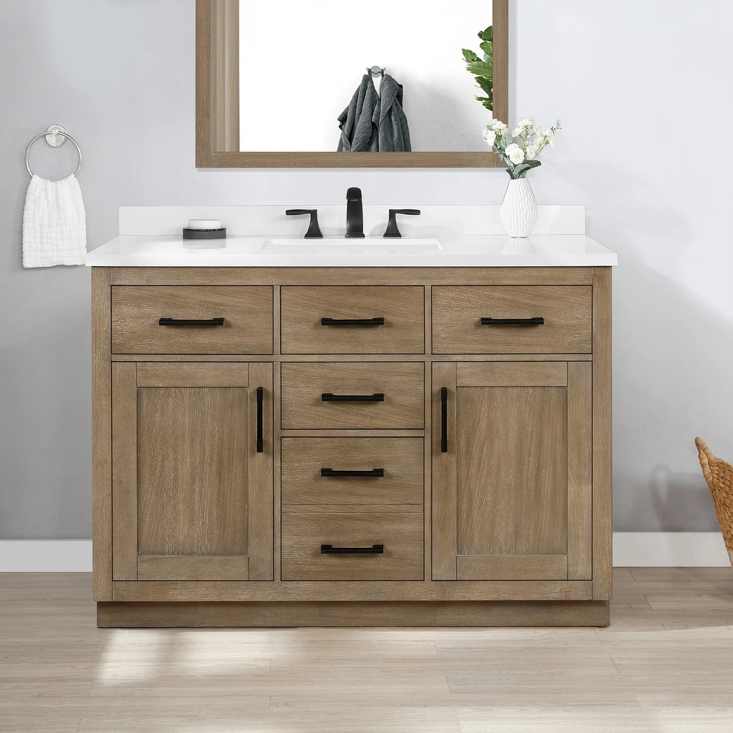 Ove Decors Bailey 48 W x 22" D Freestanding Bathroom Vanity with Sink, Driftwood Oak