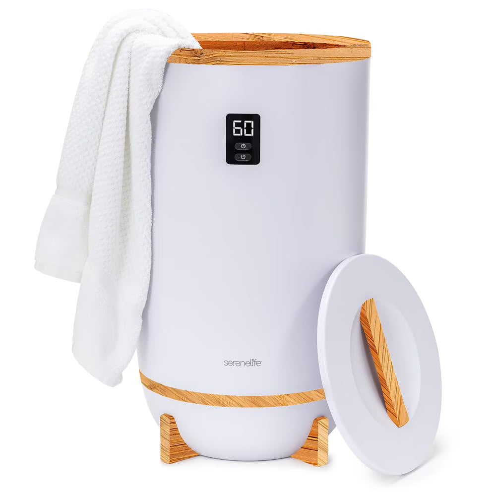 Single Touch Towel & Blanket Warmer with Fragrant Disc Holder and LED Ring (Gray)