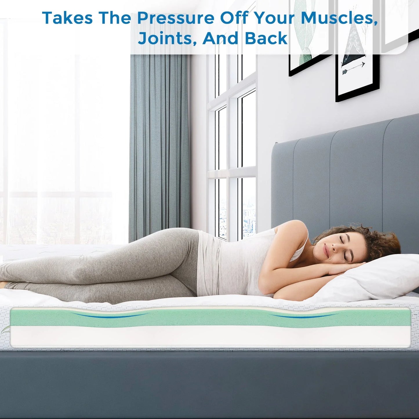 6 inch Twin Size Memory Foam Mattress , Medium Firmness Made in USA, with Green Tea Cooling Gel , Supportive & Pressure Relief Bed Mattress,Bamboo Knit cover