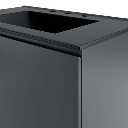 Sink Vanity Cabinet, Wall Mount, Grey Gray Black, Ceramic, Melamine, Modern Contemporary, Hotel Bedroom Bathroom Master Suite Guest