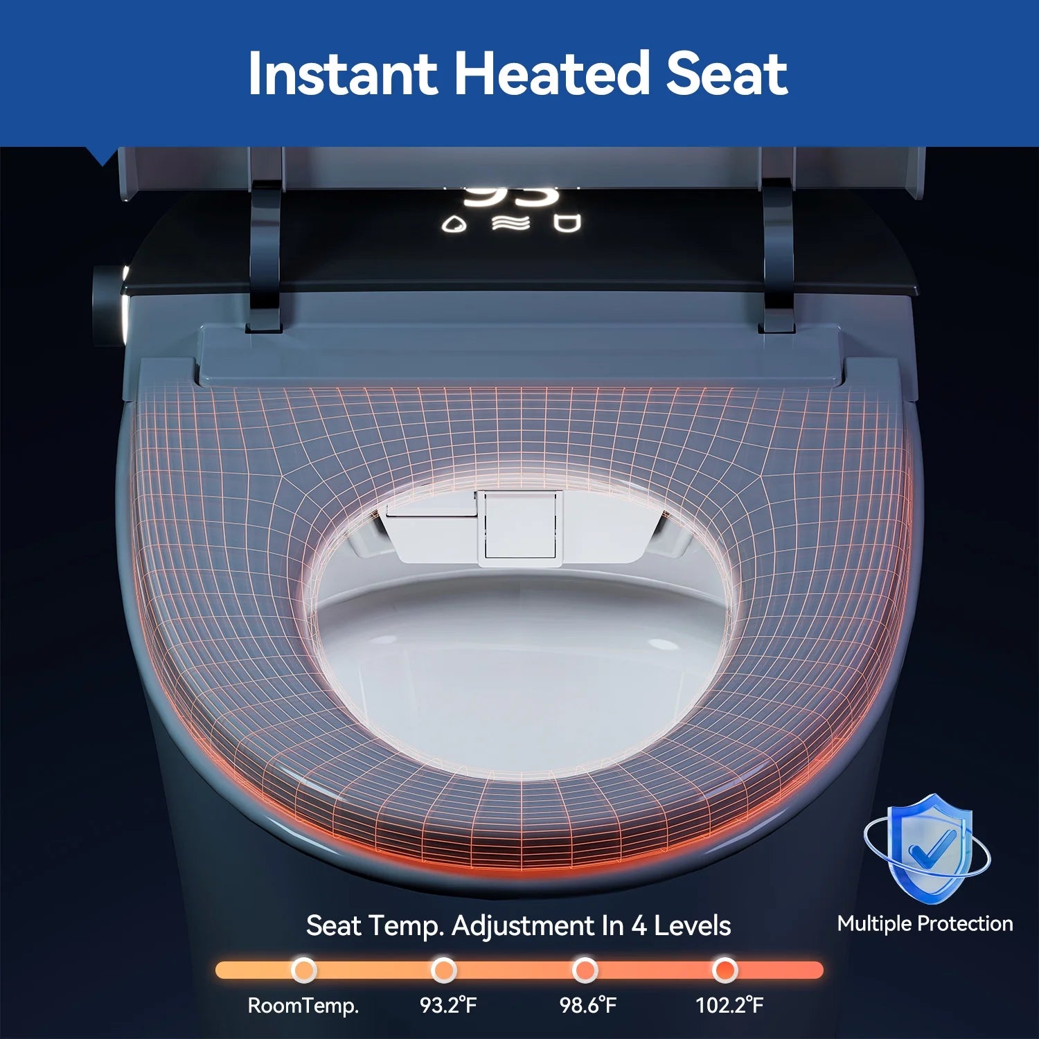 HOROW Smart Bidet Toilet Adjustable Cleaning , Heated Seat, No Water Pressure Limit, Auto Open/Close