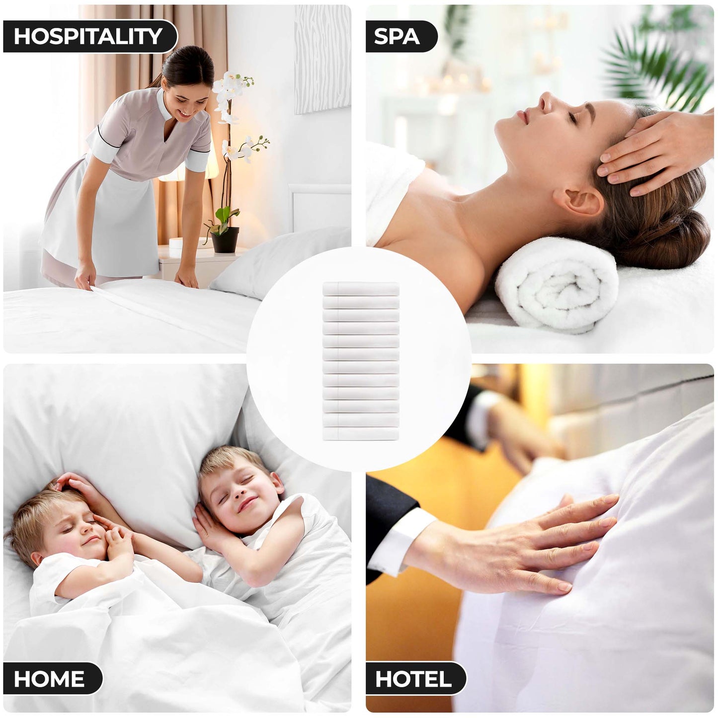 BNM Cotton Blend White Hotel Quality Pillowcases, Set of 12, King
