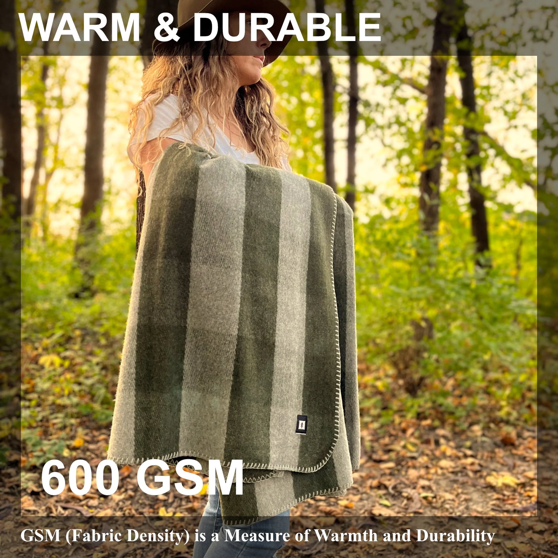 EKTOS 90% Wool Plaid Blankets, 66" x 90", Wool Camp Blanket, Warm Outdoor Blanket (Olive Green)