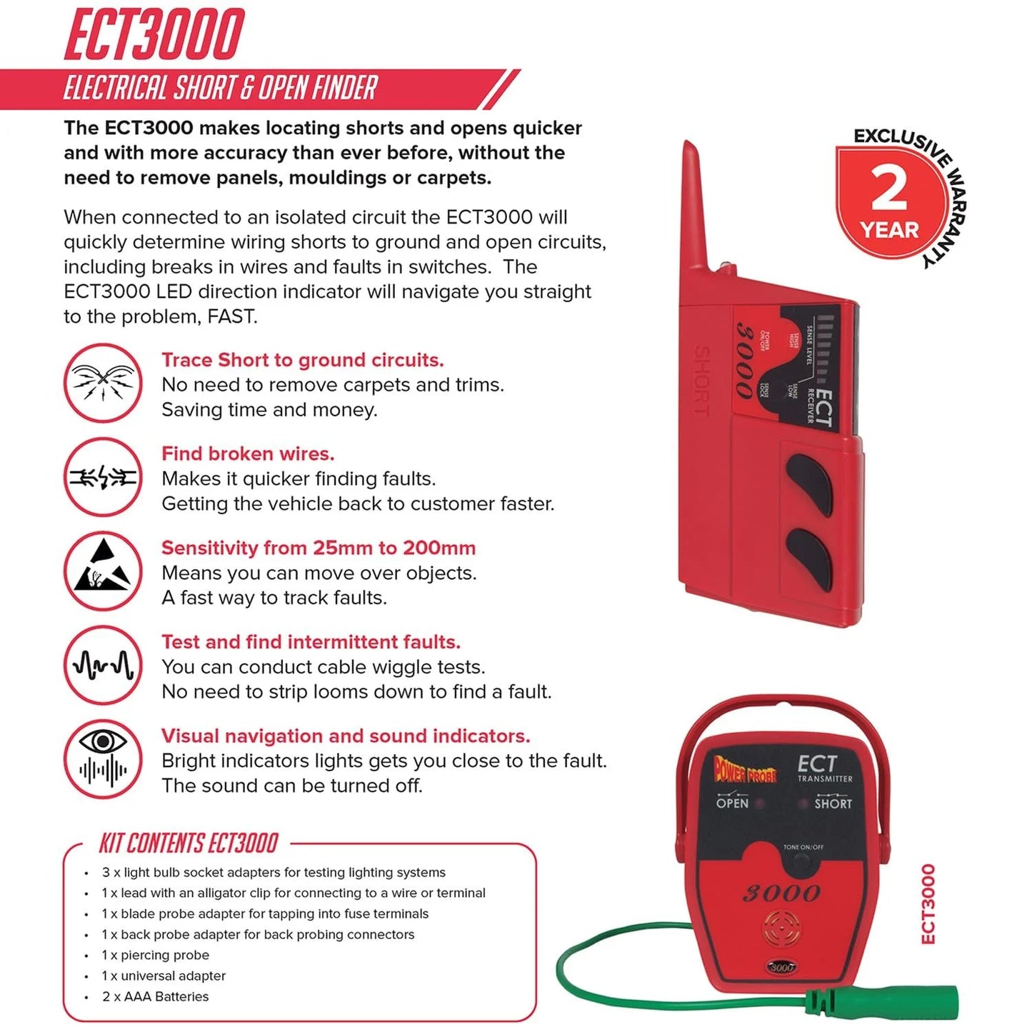 Power Probe PWP-PPECT3000 - ECT3000 Short/Open Electrical Circuit Tester