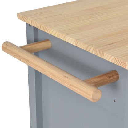 54.3" Kitchen Island Cart, Modern Solid Wood Storage Cabinet with Locking Wheels, 4 Door, Spice Rack, Towel Rack and Two Drawers, Rolling Mobile Kitchen Island Table, Blue