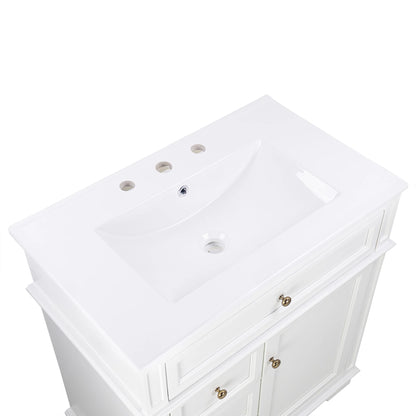 GDF Studio 30" Modern Bathroom Vanity with Sink Combo Set, 3 Drawers and A Tip-out Drawer, Door Shelf, White