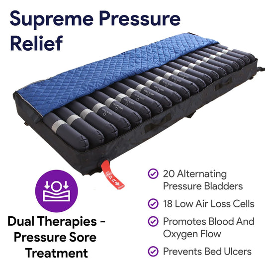 Proheal Low Air Loss Alternating Pressure Air Mattress with Pump - 3" Foam Base - 36” x 80” x 8"
